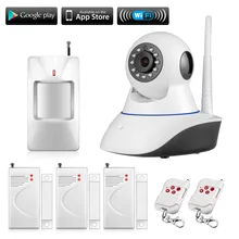 720 P Inalámbrica WIFI Control de IOS Android HD Pan/Tilt Cámara IP Networok Con puerta de sensores PIR de infrarrojos de Seguridad sistema de alarma