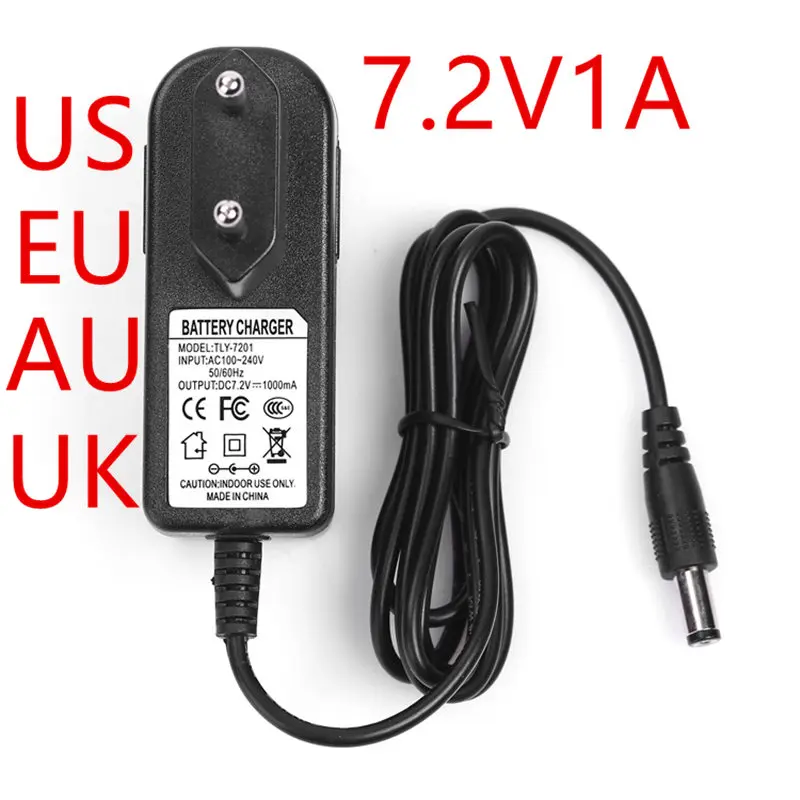 1 шт . 7 2 в а адаптер питания зарядное устройство 7.2V1000mA AC100 240V DC головка 5 5*2 мм