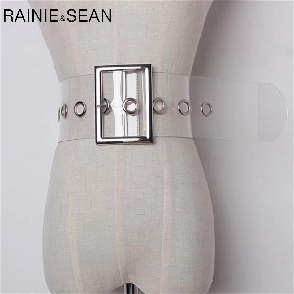 Renie SEAN широкий женский ремень с пряжкой для Женский камербанд ПВХ Прозрачный Женский модный ремень