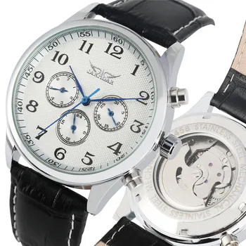 

Business Practical Automatic Mechanical Watches Self Wind for Men Steel Skeleton Arabic Digital Dial Mechanical Wristwatches