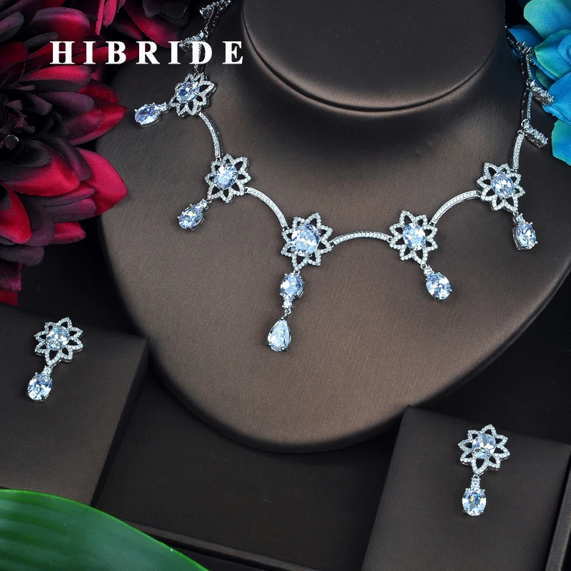 

HIBRIDE Clear AAA Cubic Zirconia Jewelry Sets For Women Fashion Necklace Set Wedding Dress Accessories Wholesale Price N-448