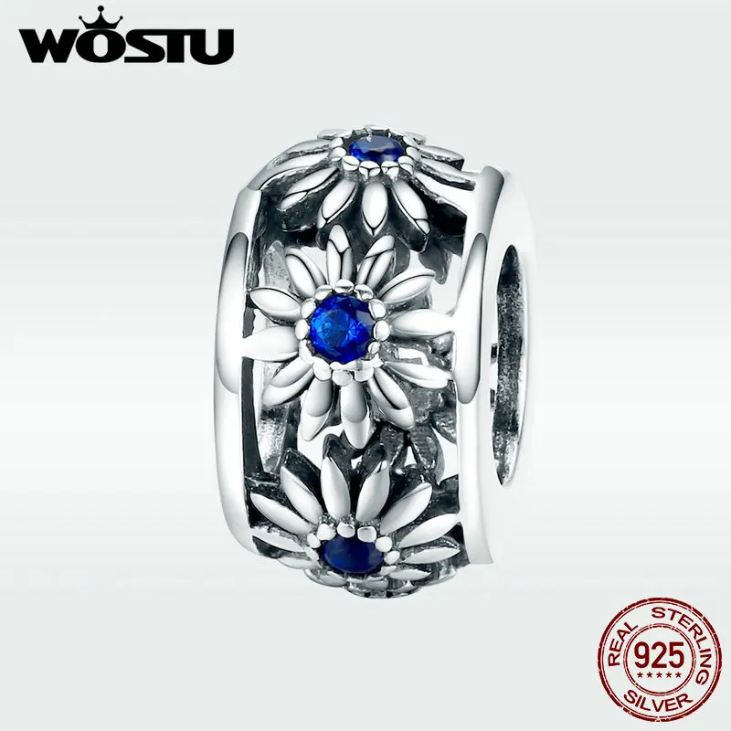 WOSTU винтажный стиль Стерлинговое Серебро 925 пробы Маргаритка цветок амулеты