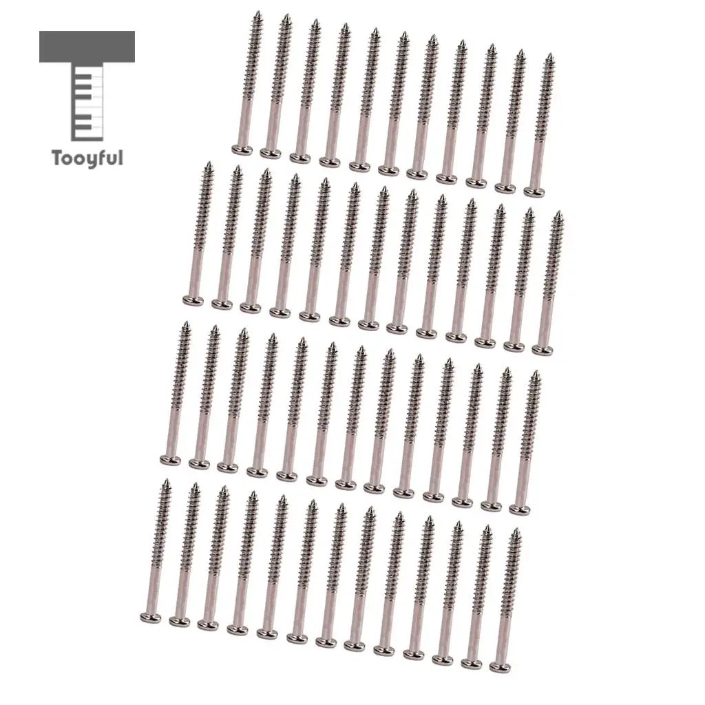 Tooyful 50 Pieces Iron Bass Pickup Mounting Screws for PB JB Electric Bass Pickup P90 Pickup Parts Nickel 