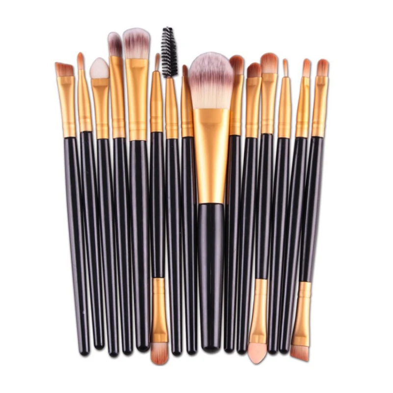

15 Pcs Cosmetic Makeup Brush Women Foundation Eyeshadow Eyeliner Lip Brand Make Up Eye Brushes Set 4 Colors