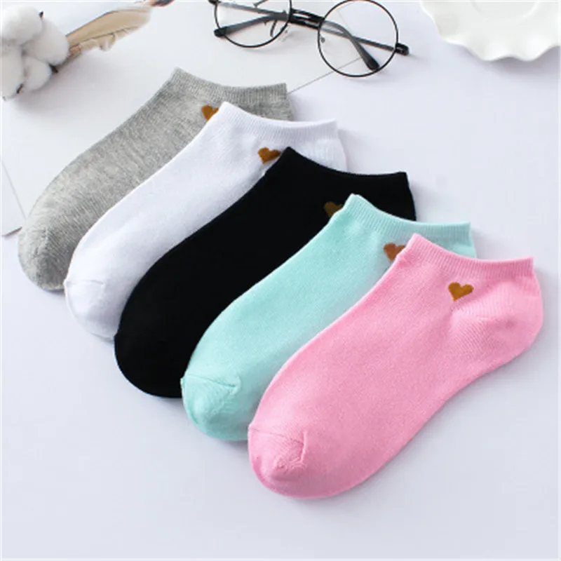 

5Pairs/lot Fashion Hot Sale Funny Summer New Women socks pinky colors hearts Lovely socks Cotton socks