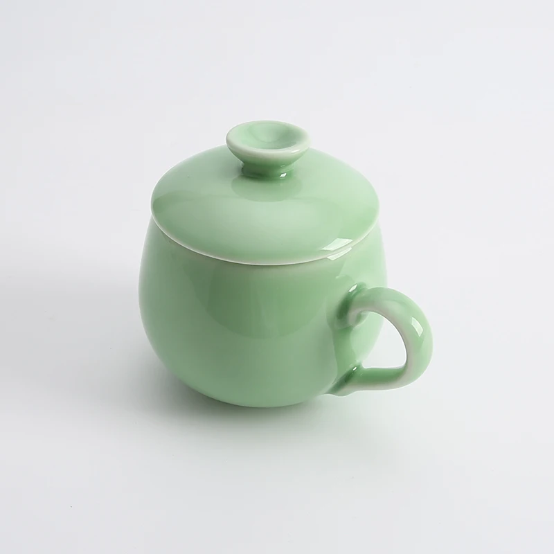 300 мл Longquan Celadon керамическая не хромированная кофейная чашка для чая, кофе, молока, кружка с крышкой, креативная чайная чашка для влюбленных, подарок другу - Цвет: B