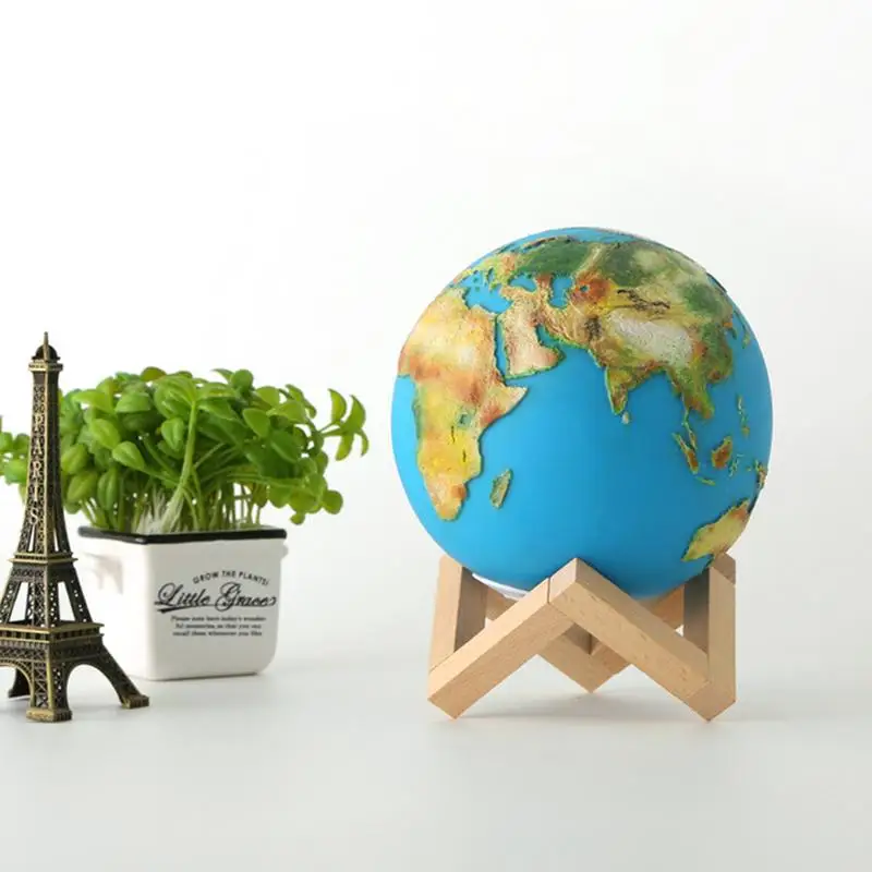 

Earth Light Moon lamp Wooden Box Round Night USB Night Light LED Bedside table Decorative 3D night lamp