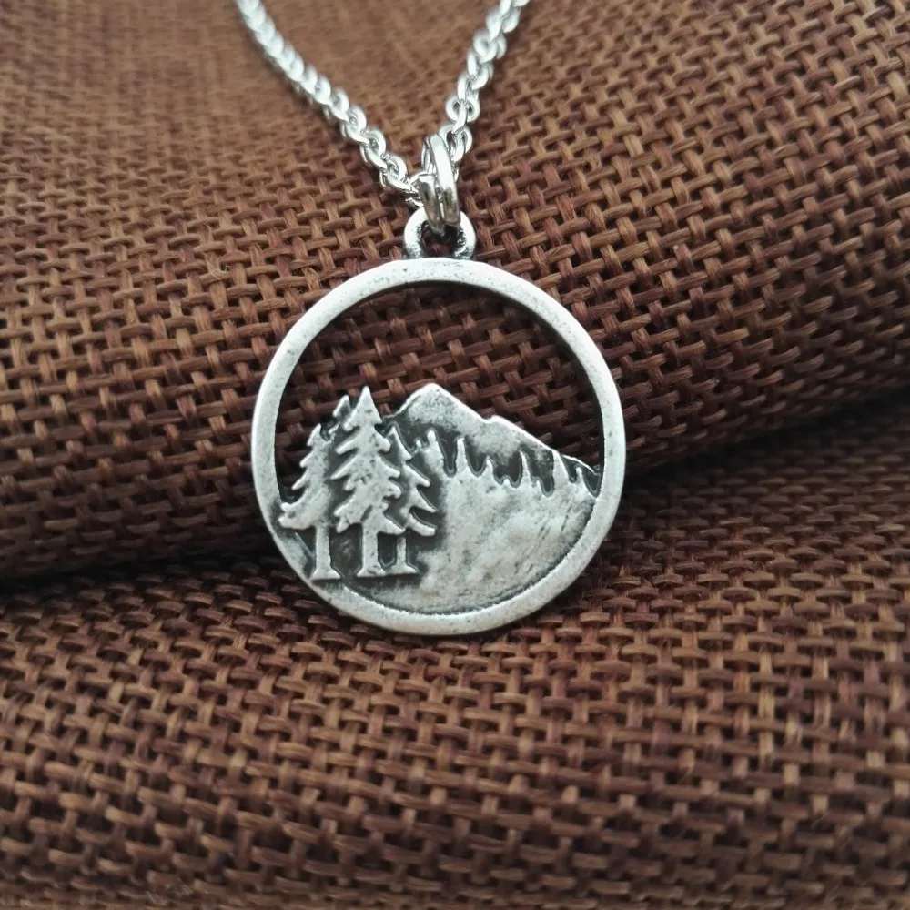 1pcs Lovely Pine Tree pendant in the forst Mountain necklace camping