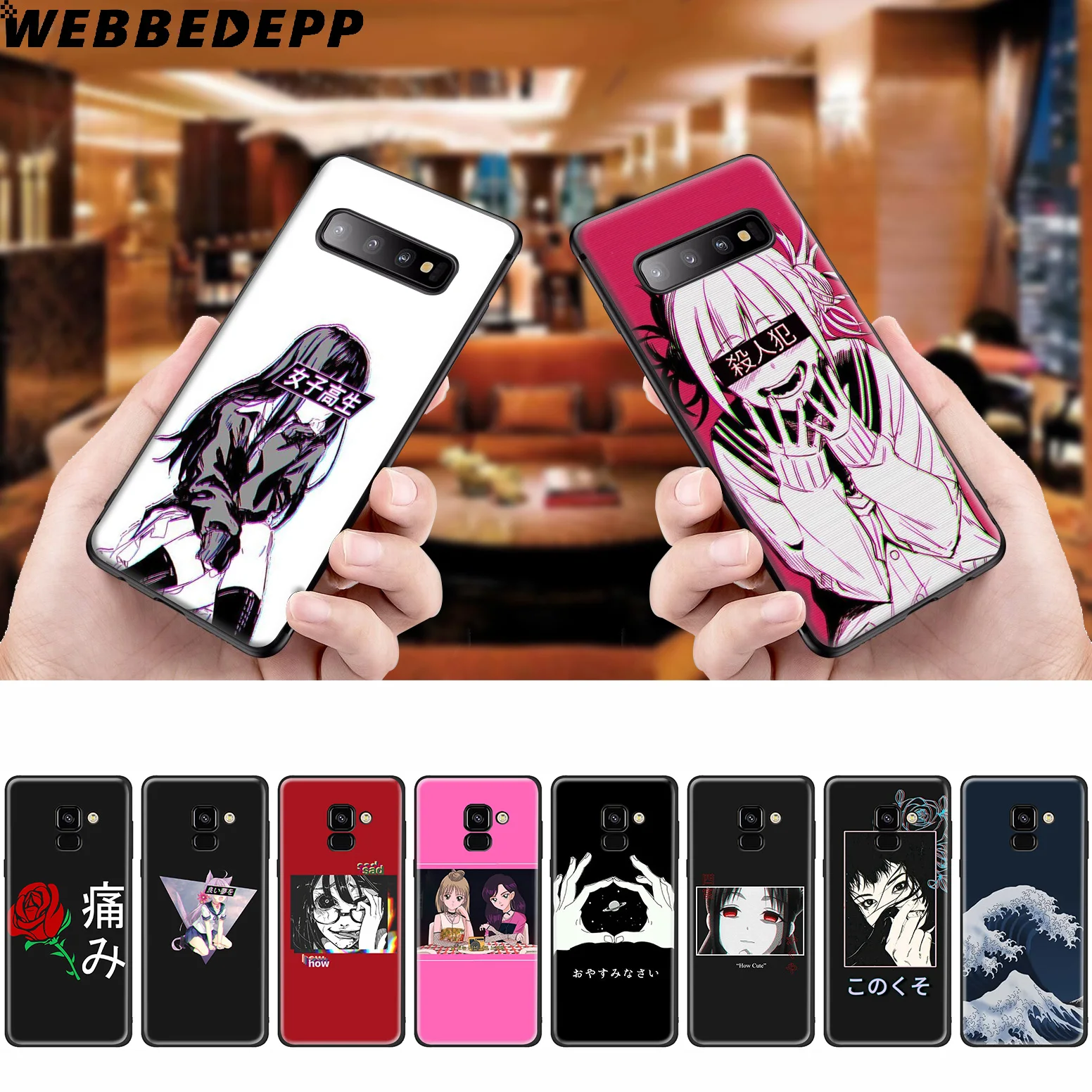 WEBBEDEPP Japanese Aesthetic Girl Silicone Case for Samsung Galaxy A3 A5 A6 A7 A8 A9 A10 A20 A30 A40 A50 A70 M10 M20 M30 |