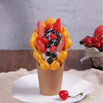

Fake ice cream Hongkong egg waffle maker fake food Prop model; simulation eggettes puff egg bubble waffles sample window display