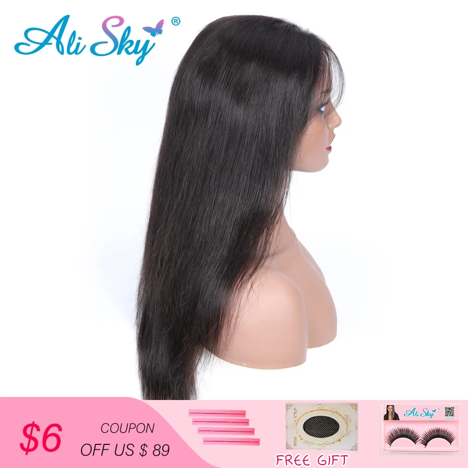 

Alisky Hair Brazilian Lace Front Straight Hair 100% Remy Human Hair For Women Natural Color 150% Density Be Dye Free Ship