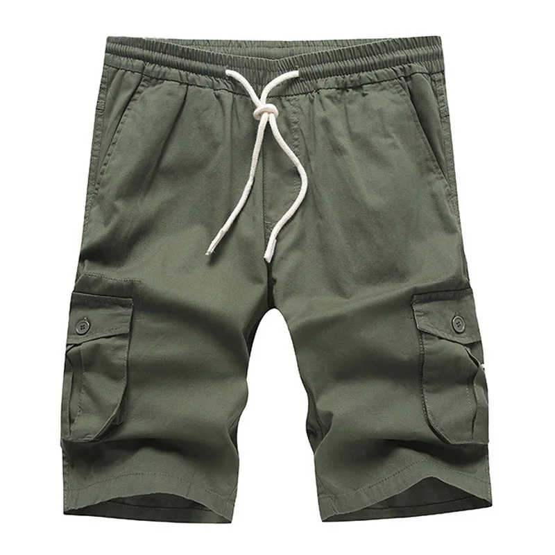 Прямая, новинка года, летние однотонные мужские шорты-карго с завязками на талии, мужские пляжные шорты-бермуды masculina M-4XL CYG330