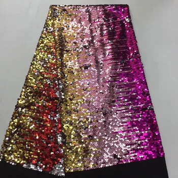 

2019 African sequins Laces Fabrics Guipure French tulle Lace Fabric with sequins High-quality Multicolor Nigeria Lace Fabric