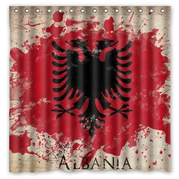 

Albania Flag Waterproof Shower Curtain Polyester Fabric Bath Bathing Bathroom Curtains with Hooks Home Decor