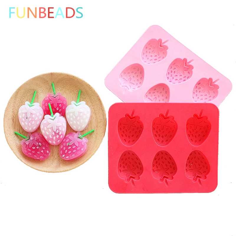 

Retail Red And Pink Silicone Mold Frozen 6 Ice Cube Trays Sphere Strawberry Ice Mold Form Ice Maker With Stickers CM129