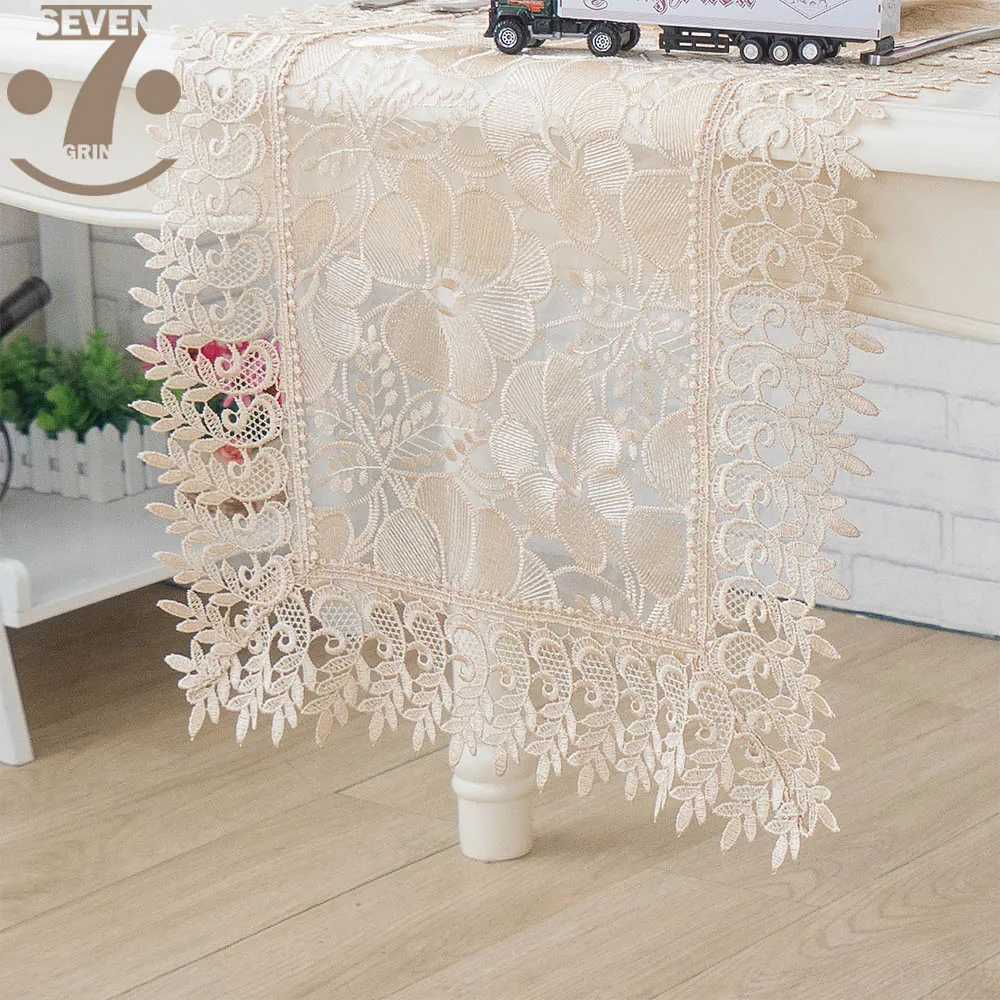 

Free Shipping Gold Color Floral Embroidered Organza Table Runner