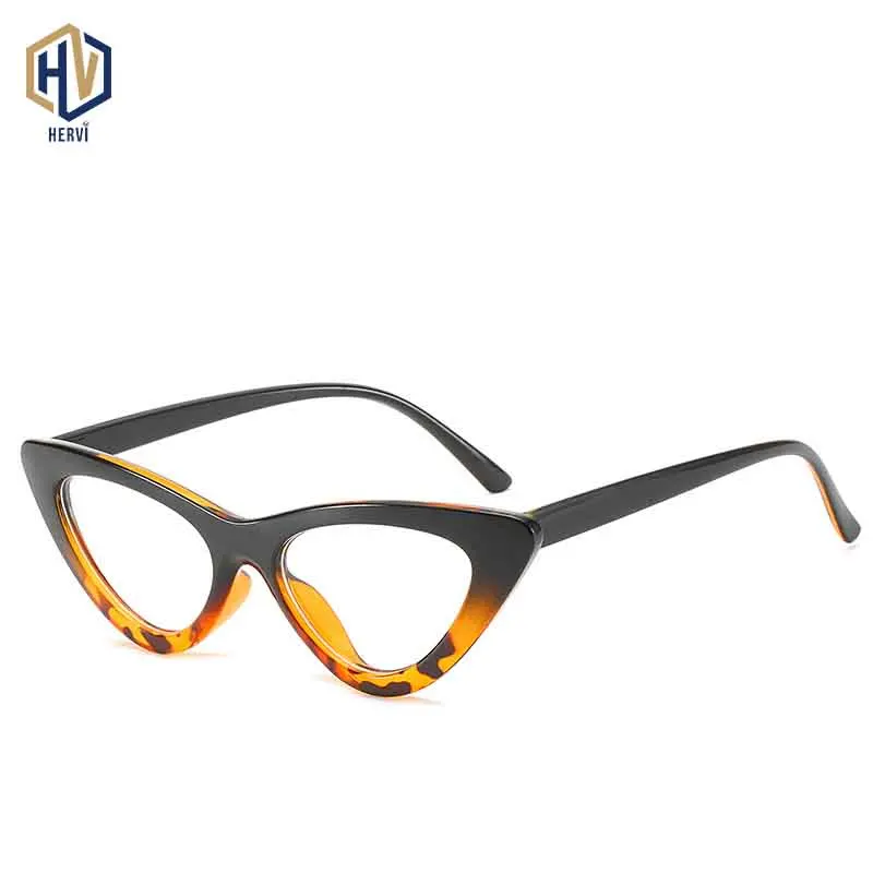 

2020 Cat Eye Optics Glasses Frame Women PC Two Tone Leopard Spectacles Frames Triangle Prescription Eyeglasses