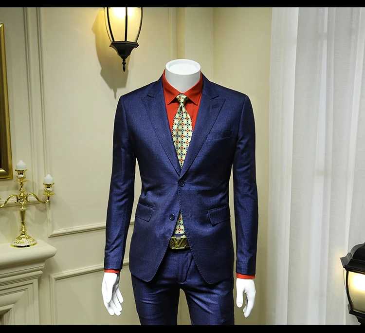 XM GEEKI, модный мужской синий пиджак, мужские костюмы, британские свадебные платья, костюмы, мужской повседневный блейзер с брюками, 365wt51
