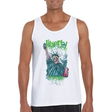 Лидер продаж майка Для мужчин хлопок белые мужские майки без рукавов жилет одежда Статуя Свободы печатных Camiseta манга Sin Hombre