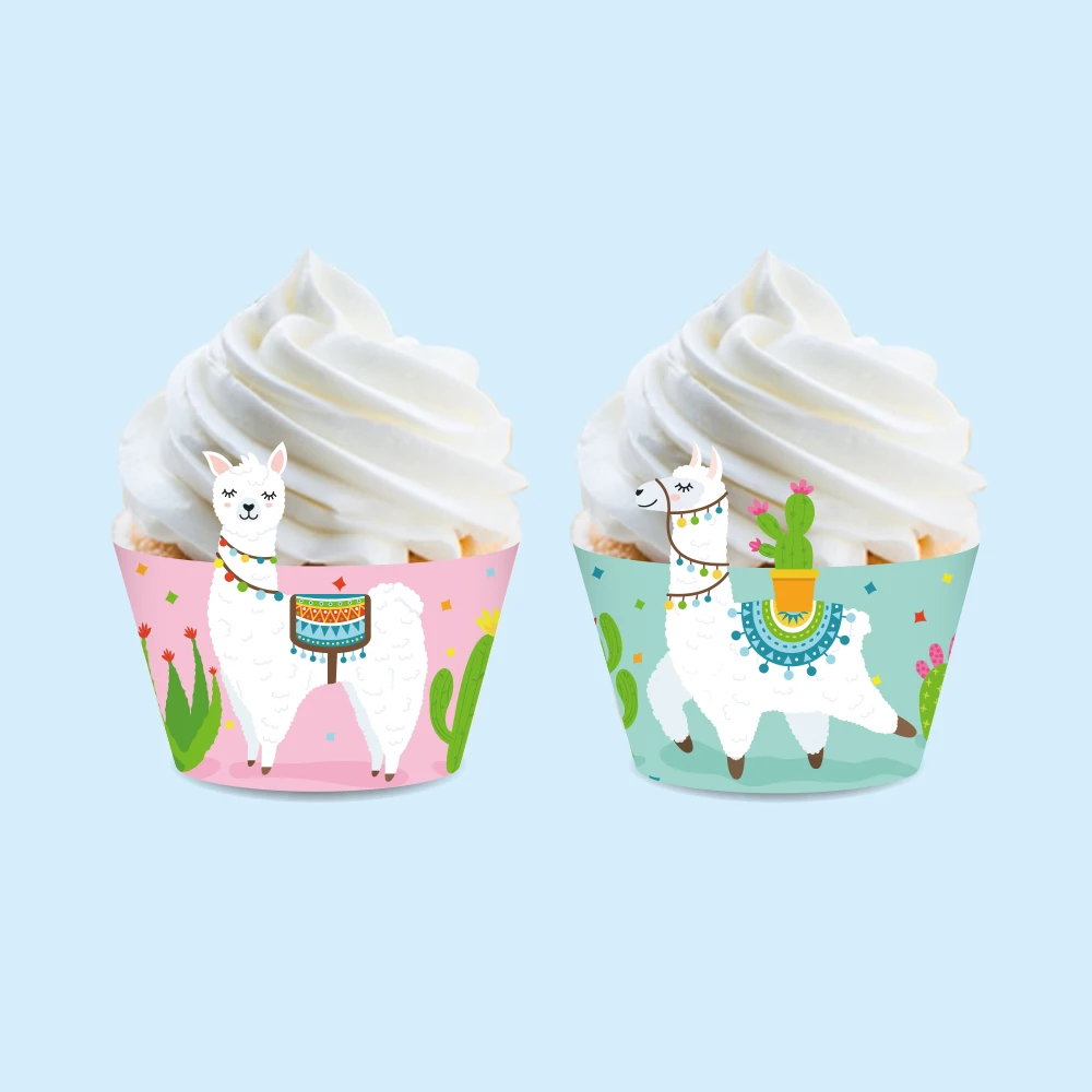 Kawaii кактус украшения для торта Мультяшные животные обертка капкейков Baby Shower