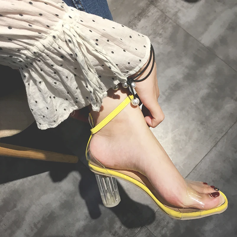 

SEGGNICE Summer Women Sandals High Heel Transparent Sexy Women's Shoes Buckle Party Ladies Fashion Female Shoes Sandals 2019