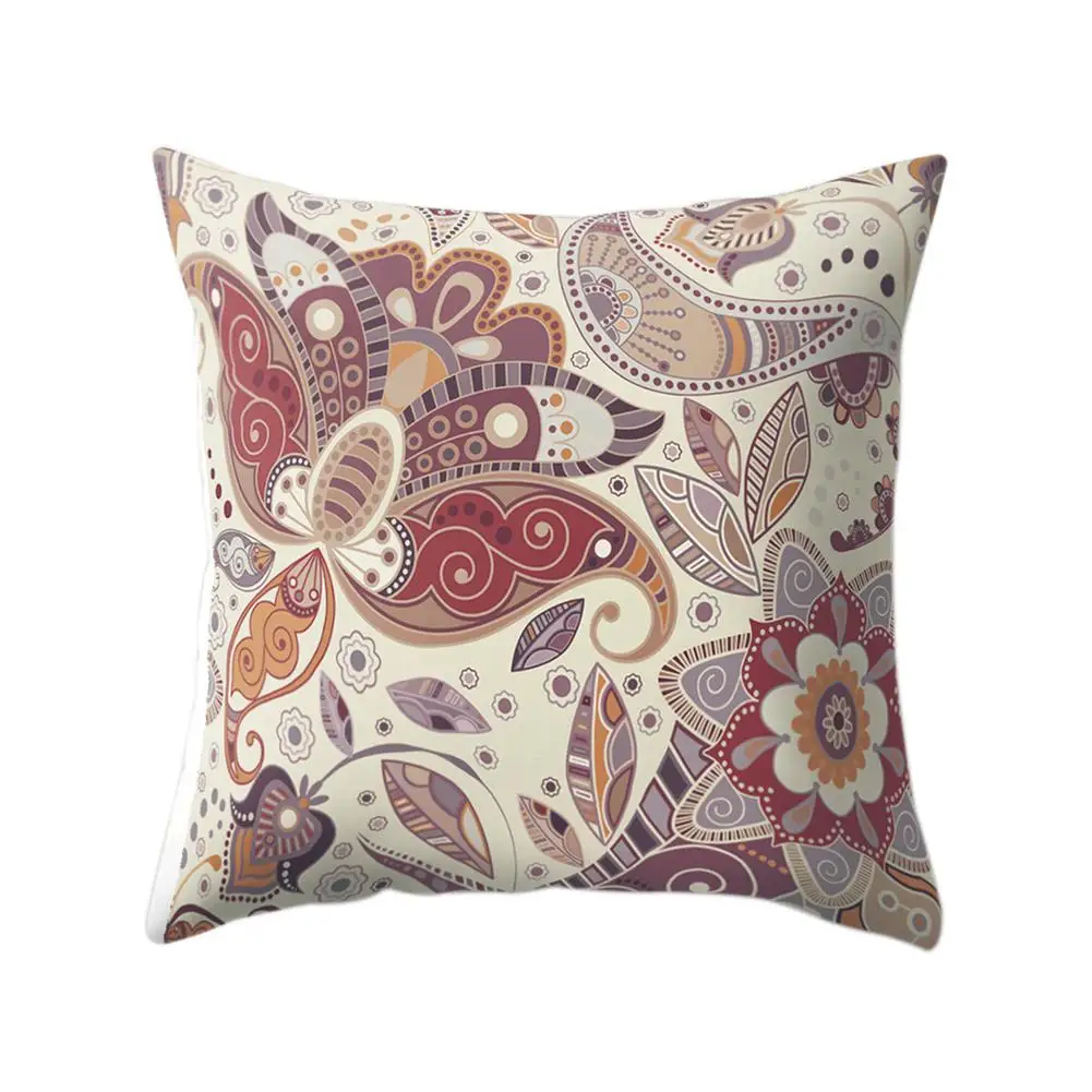 

45*45cm Retro Art Multicolor Flower Pillow Case Square Shape Decorative Pillowcase for Living Room