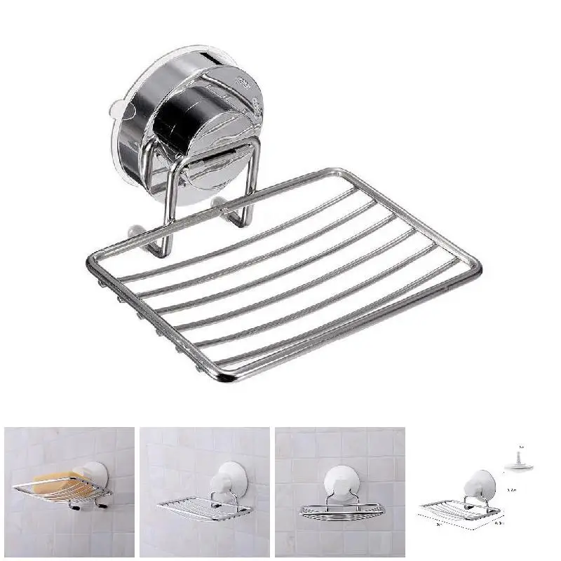 

Stainless Steel Wall-mount Strong Vacuum Suction Cup Soap Dish Holder Rack LB88