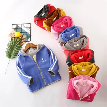 

2-9T Boys Girls Fleece Jackets Coats Winter Autumn Baby Zipper Hooded Jacket Child Girl Outfits Teenagers Streetwear Jacket Coat