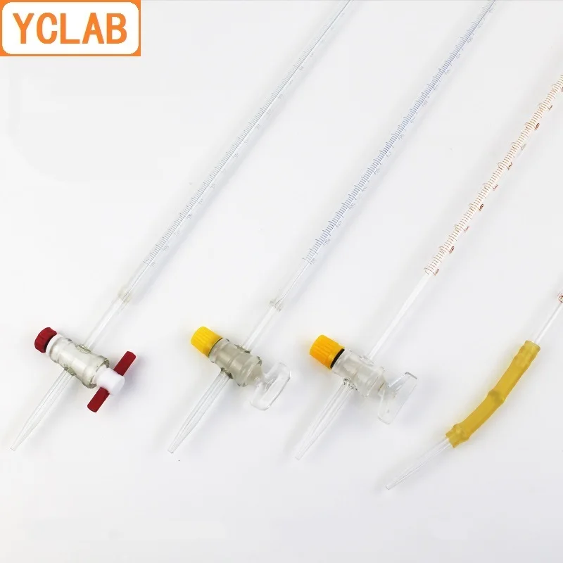 YCLAB 10 мл Burette со стопкоком для класса кислоты прозрачное стекло лабораторное химическое оборудование