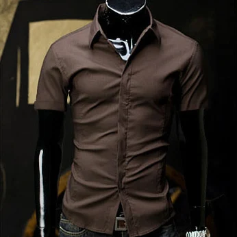 Летний бренд плюс размер Роскошная повседневная мужская рубашка 8 цветов приталенная с коротким рукавом модная Camisa Masculina M-3XL - Цвет: Coffee