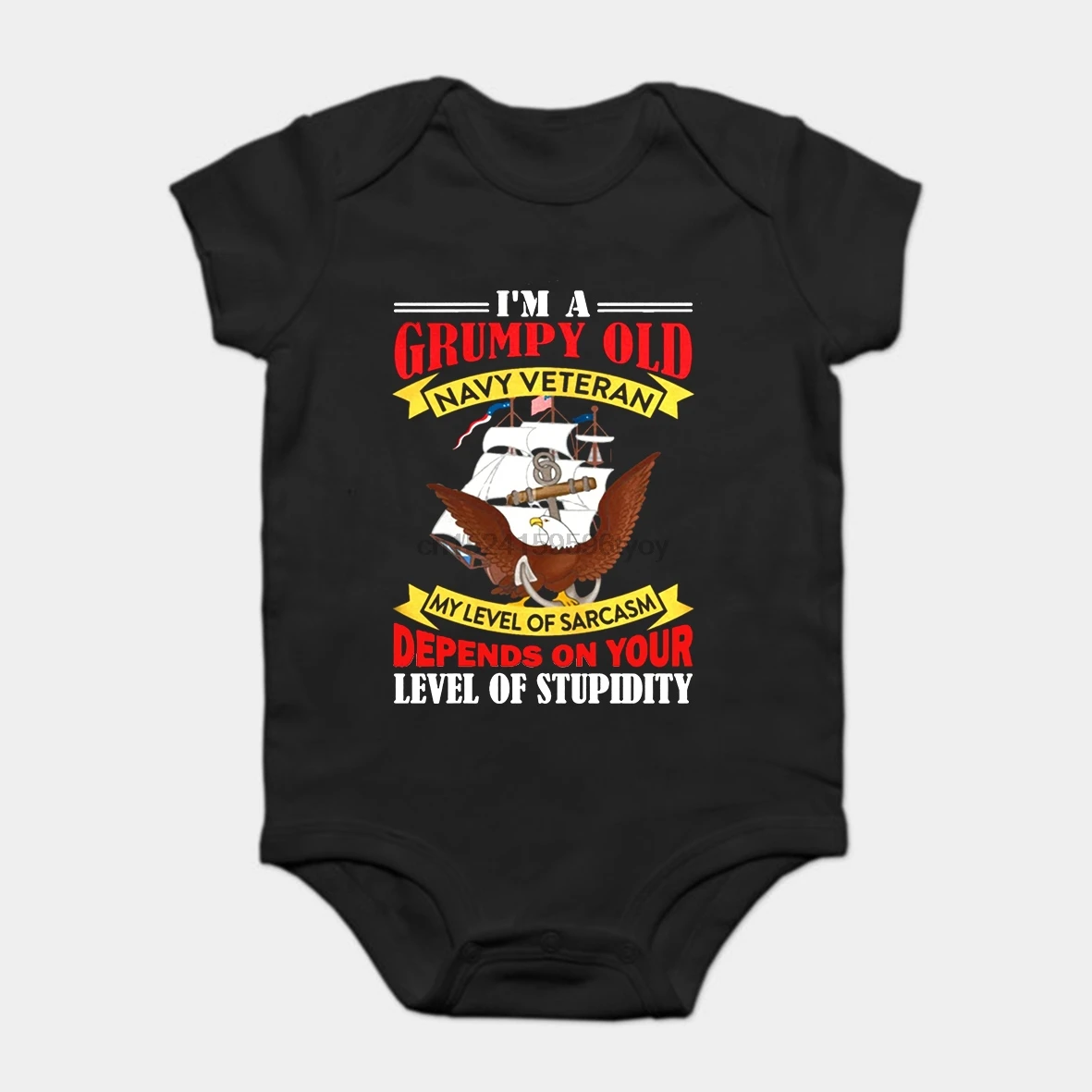

Baby Onesie Baby Bodysuits kid t shirt Funny novelty Im A Grumpy Old Navy Veteran My Level Of Sarcasm cool