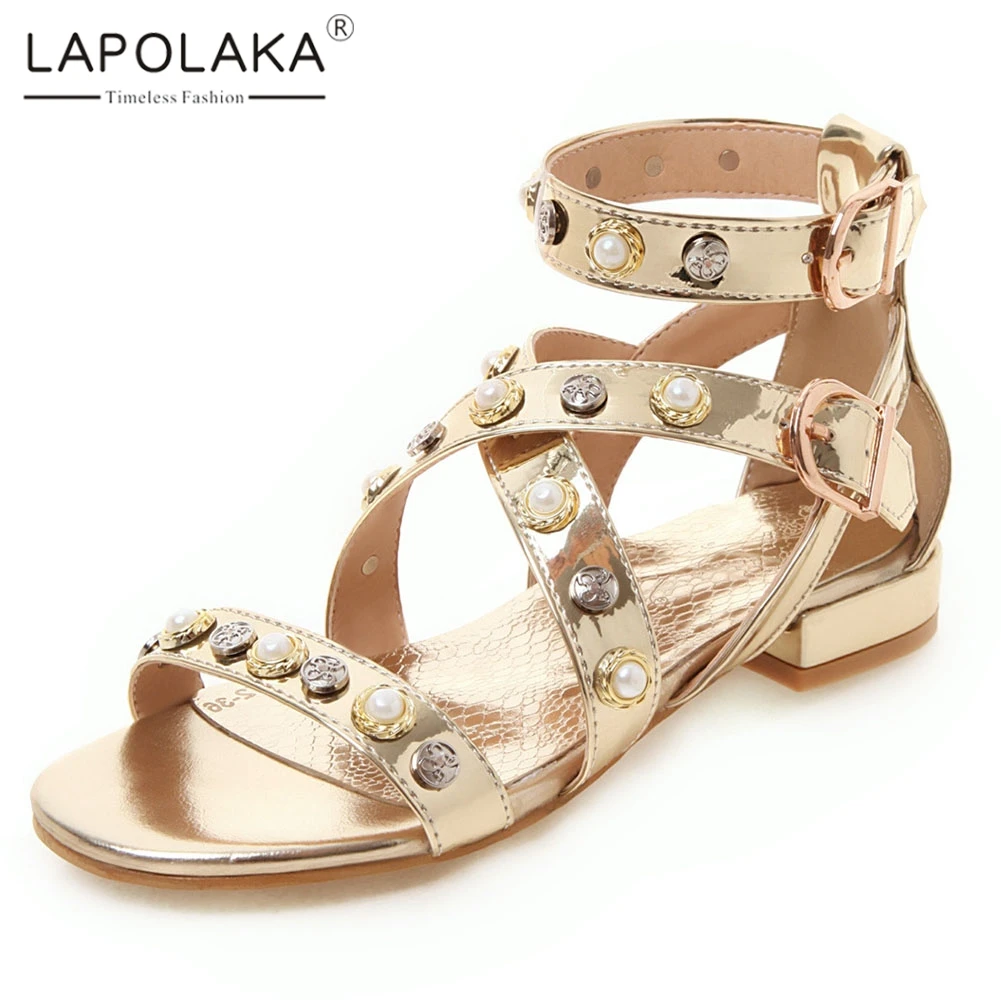 

Lapolaka Women Shoes Big Size 33-46 Fashion Bling Rivet Party Summer Sandals Shoes Woman