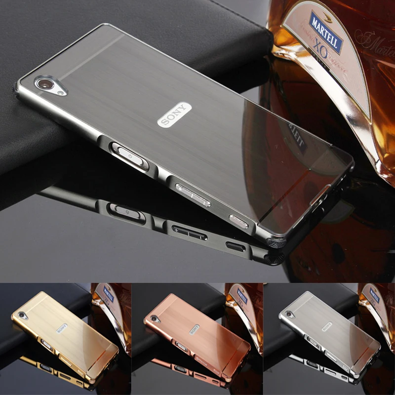 

For Sony Xperia Z5 E6683 Brushed mirror Back Cover Case for Sony Z5 Premium Plating Aluminum Metal Frame for Xperia Z5 Premium