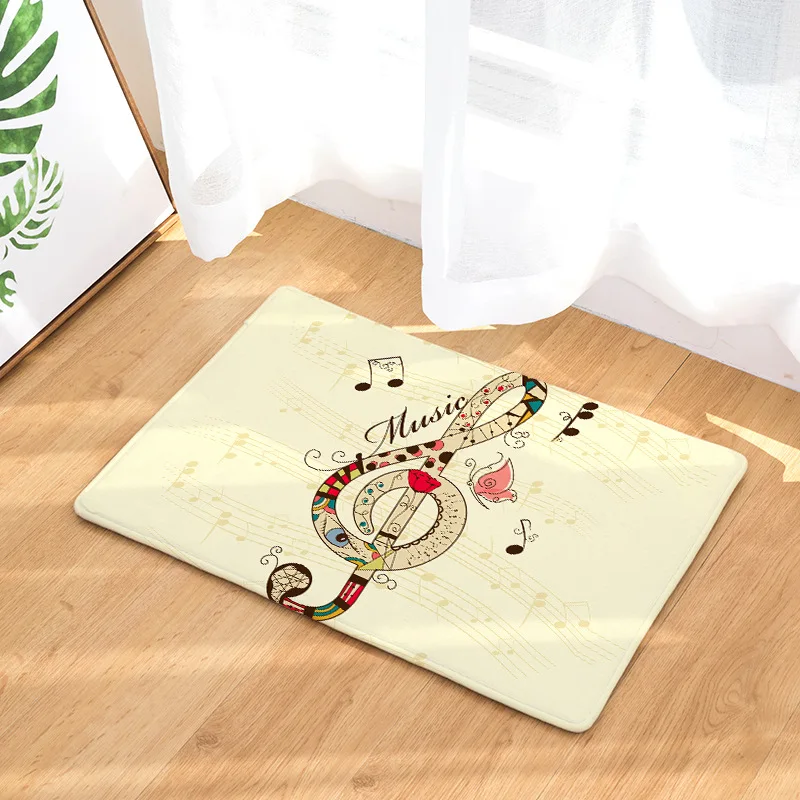  Flannel Waterproof Floor Mat Cartoon Music Piano Keyboard Pattern Door Mat Entrance Deurmat Home De