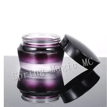 

30g Gradient purple Glass Jar Pot Skin Care Cream Refillable Bottle Cosmetic Container Makeup Tool With Black Lid Eye Cream Jars