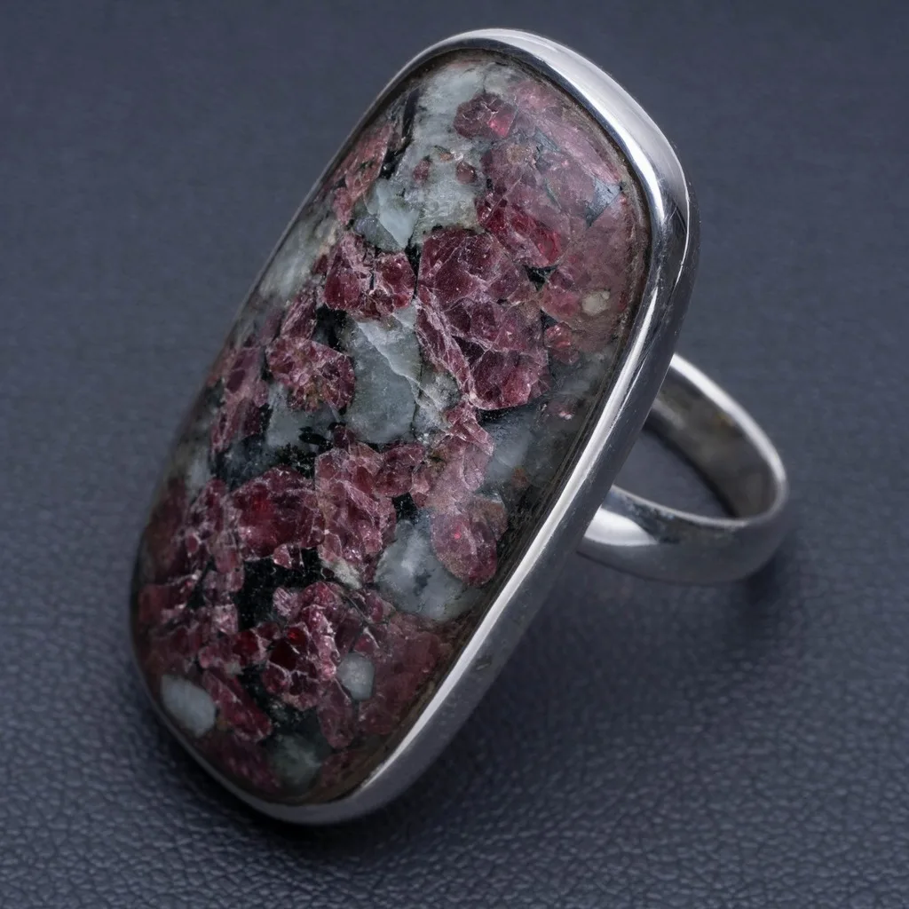 

Natural Eudialite Unique Design 925 Sterling Silver Ring US Size 8 P1358
