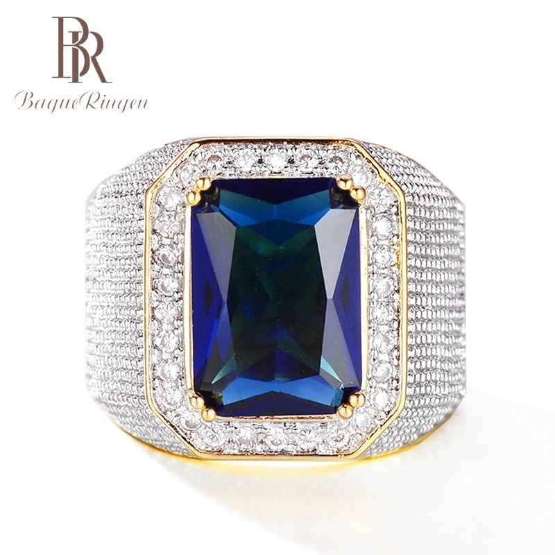 

Bague Ringen Punk Stainless Steel Rings for Men Blue Black AAA Cubic Zircon Gold Color Fashion Jewelry Accessories Size 7-12