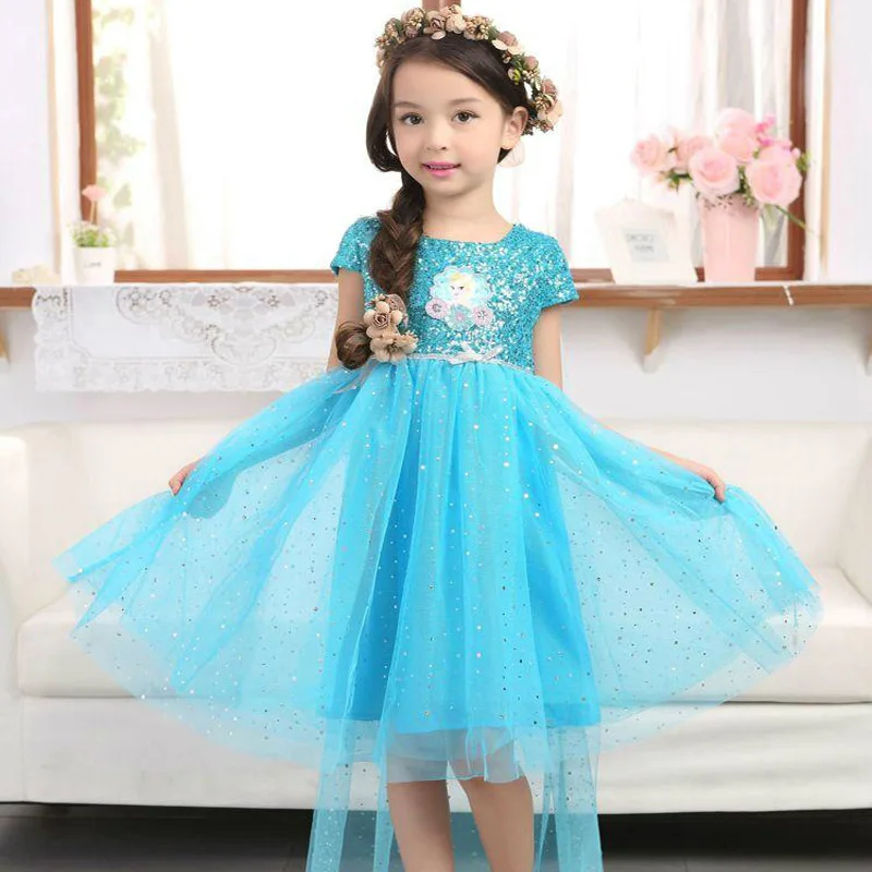 

2017 New High Quality Designs Customs Anna Princess Dress For Girls Kids Elsa Wedding Party Clothes Kids Dresses Gift New Year