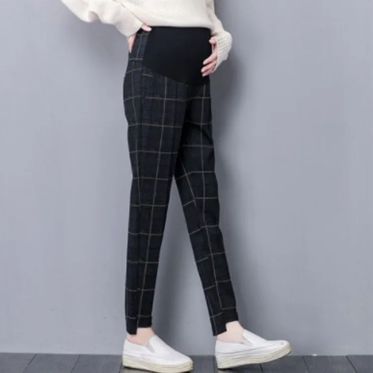 plaid elastic waist pants