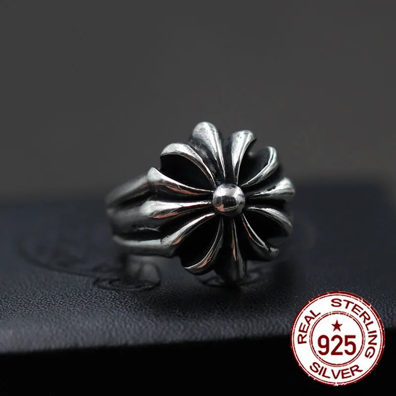 

S925 sterling silver men's ring new punk personality retro style domineering crusader fashion boutique jewelry send lover's gift