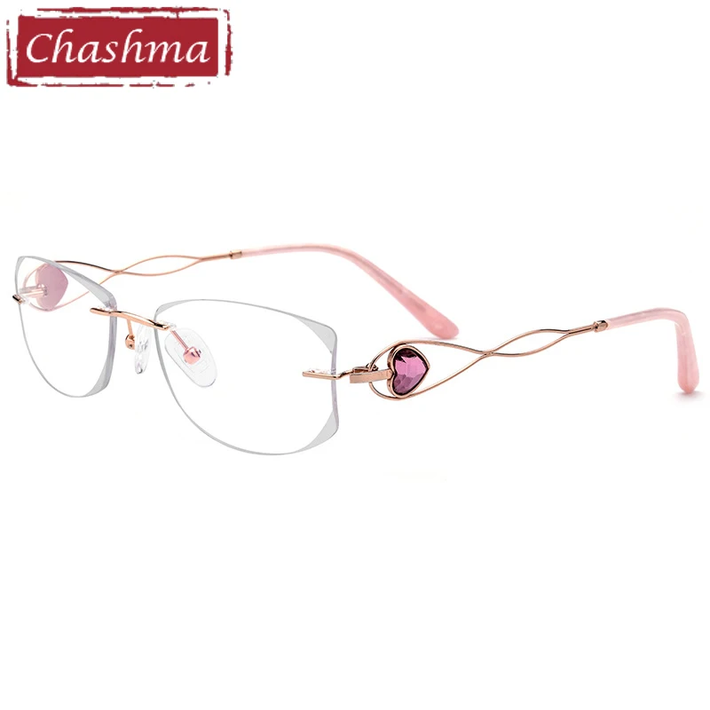 

Chashma Brand Luxurious Rimless Titanium Super Quality Light Spectacles Fashion Women Glasses Frame Optical Eyewear