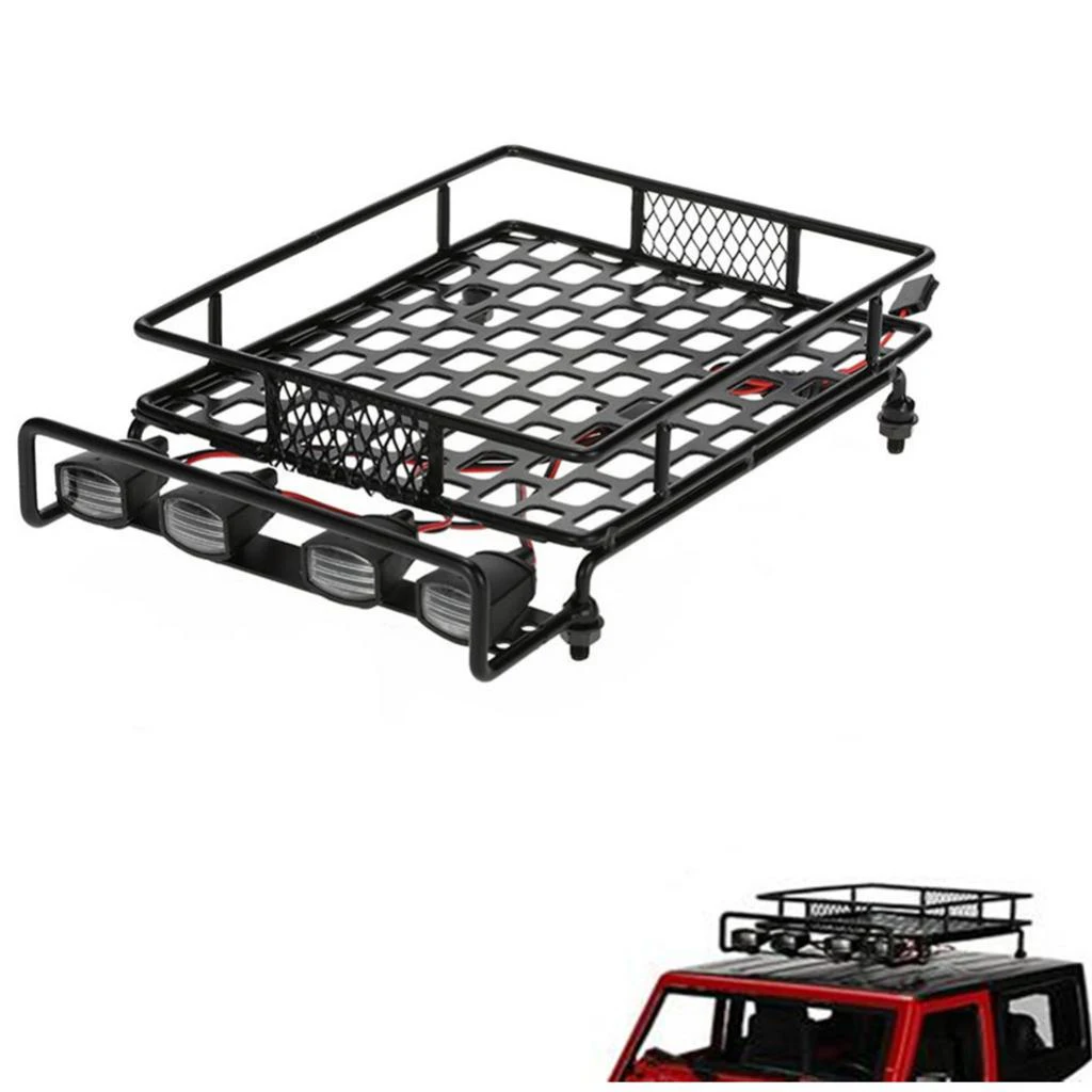 

RC Crawler Climbing Truck Roof Rack Luggage Carrier with LED Light for for 1/8 RC CC01 Axial SCX10 D90 Parts Accessory