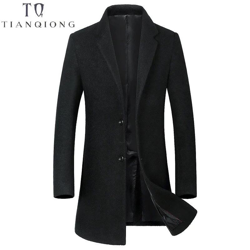 Роскошное высококачественное длинное мужское повседневное шерстяное пальто с темной пряжкой Зимняя Толстая теплая деловая приталенная шерстяная куртка для джентльмена