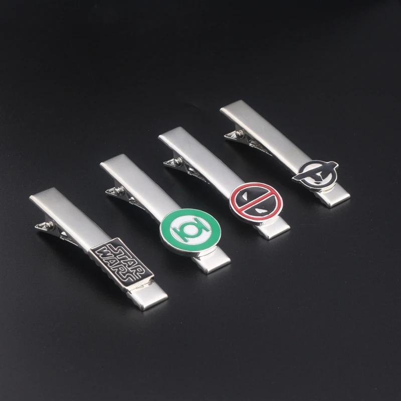 

2017 New Movie Star Wars Green Lantern Deadpool Captain America A Letter Tie Clips Fashion Individuality Jewelry