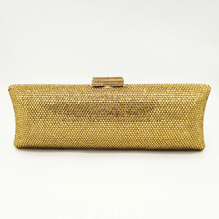 Бутик De FGG мульти шампанское для женщин Кристалл сумка вечерняя сумочка металлический Minaudiere клатчи Свадебная вечеринка Алмаз сумочка - Цвет: Gold Crystal Bag