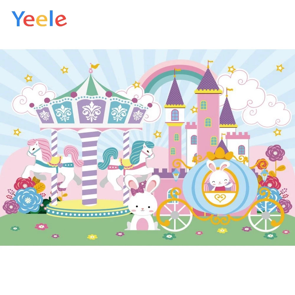 

Yeele Vinyl Pink Cartoon Circus Children Birthday Party Photography Backdrops Princess Photographic Backgrounds Photo Studio