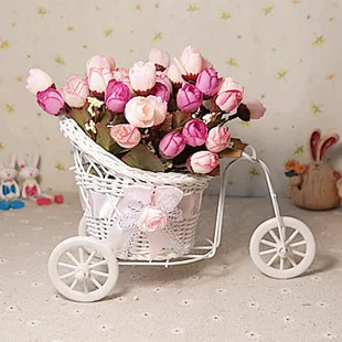 Floace ротанга трицикл искусственный цветок Шелковый цветок набор домашний декор стол для столовой комнаты подарок свадебное украшение- FL140079 - Цвет: A Rose pink