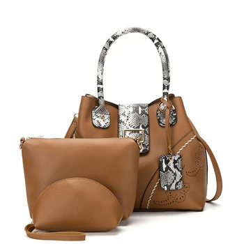 

2019 New Women'S Handbags Vintage Serpentine Luxury Handbags Women Bags Hollow Design Composite 3 Piece Set Crossbody Bags Women