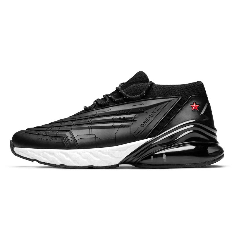 ONEMIX обувь для тенниса, спортивная обувь для мужчин, 270 кожа, верх, Воздушная амортизация, мягкая подошва, кроссовки, Повседневная Уличная обувь, макс. 47 - Цвет: Black White