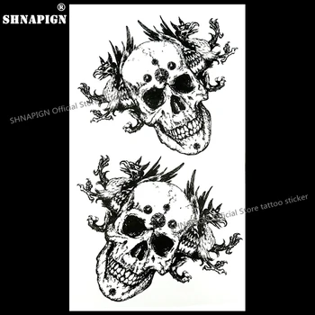 

SHNAPIGN Indian Death Skull Temporary Tattoo Body Art Arm Flash Tattoo Stickers 17*10cm Waterproof Fake Henna Painless Sticker
